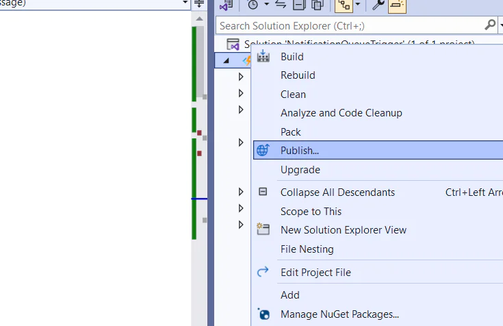 open publish window in visual studio