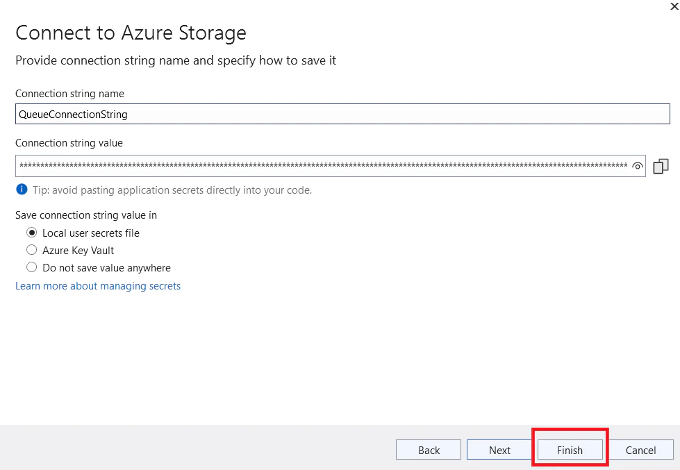 Connect to Azure storage locally