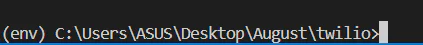 Command prompt in a virtual environment displaying a file path to a project on the desktop. environment example
