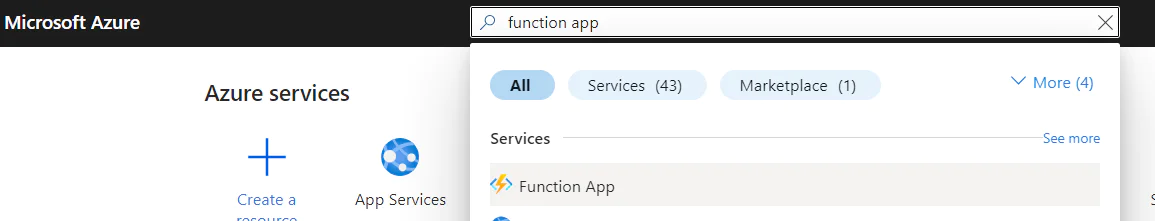 Go to function app on Azure