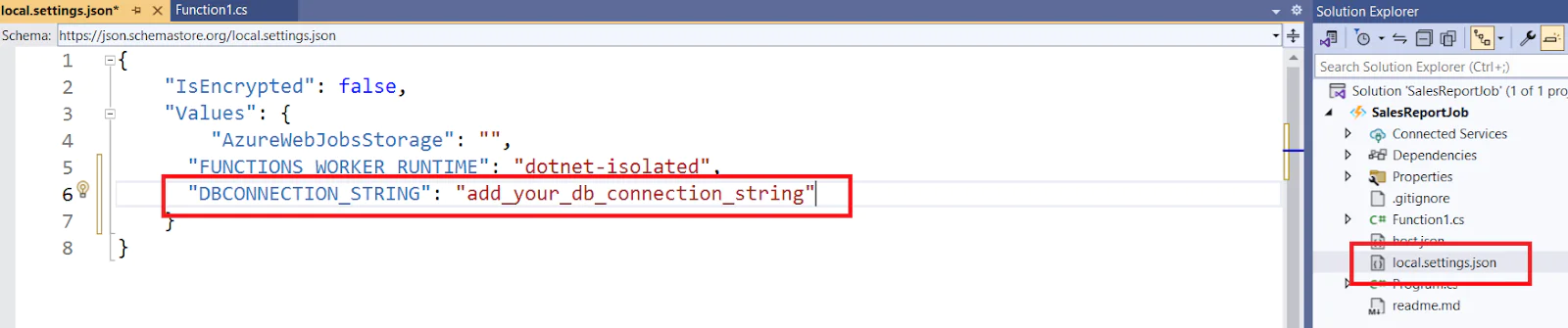 Add DB connection string