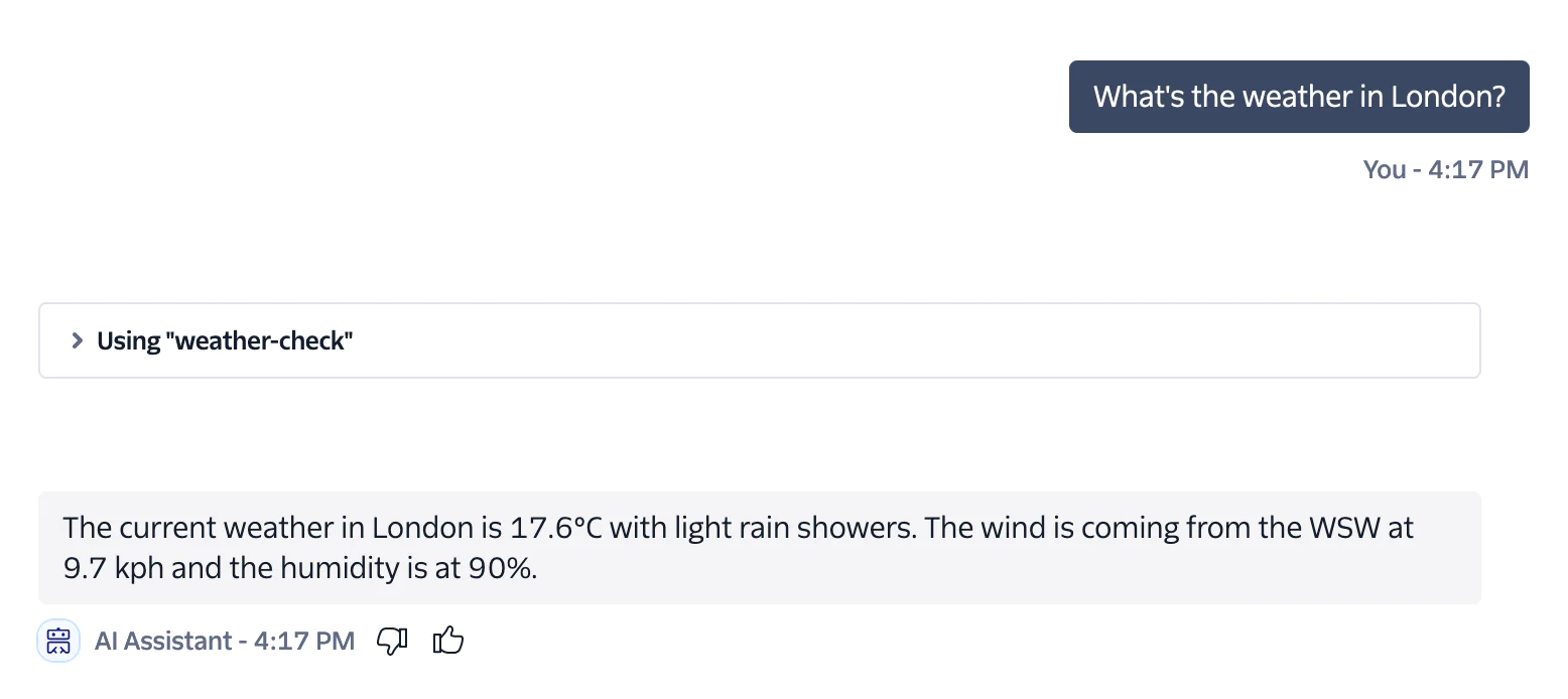 AI Assistant using a Tool to show the weather in London