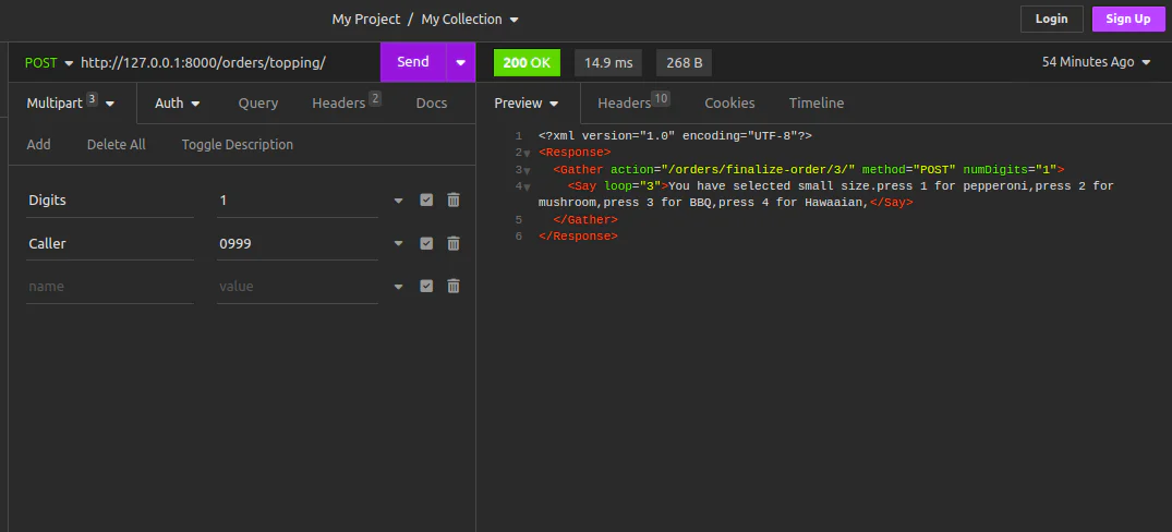 API testing of the toppings