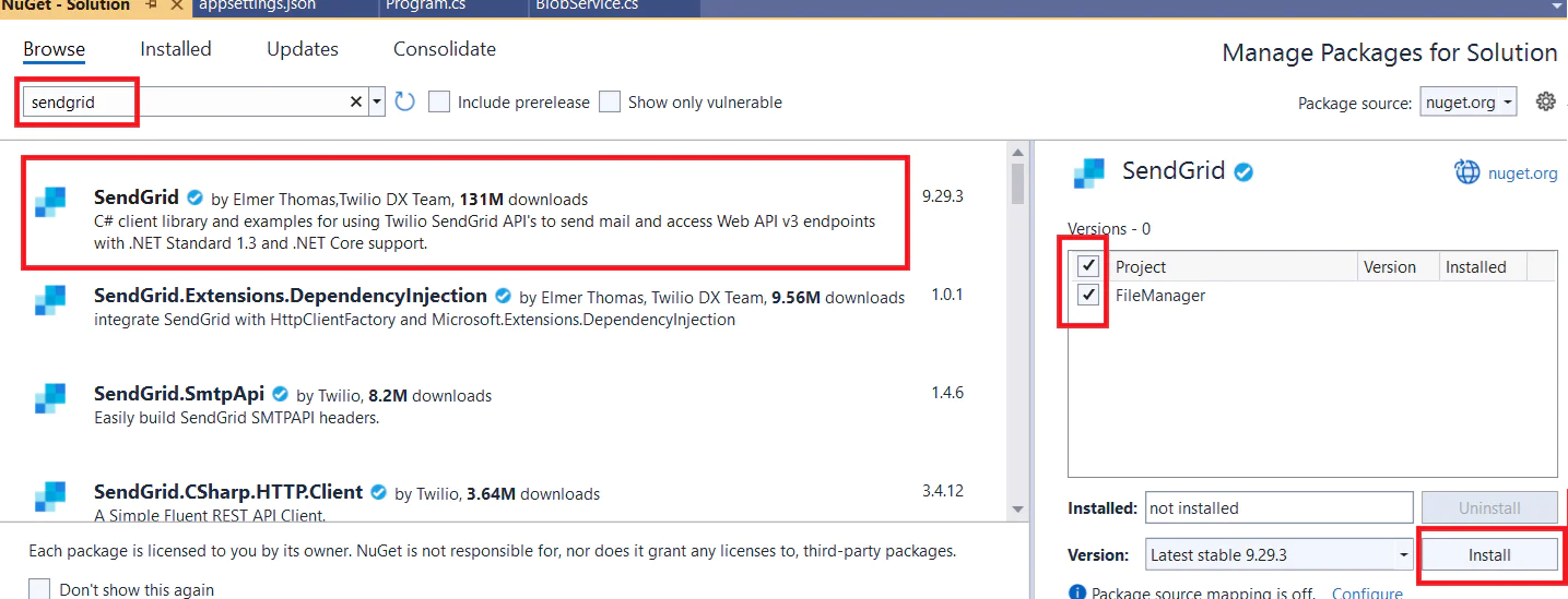 Install SendGrid