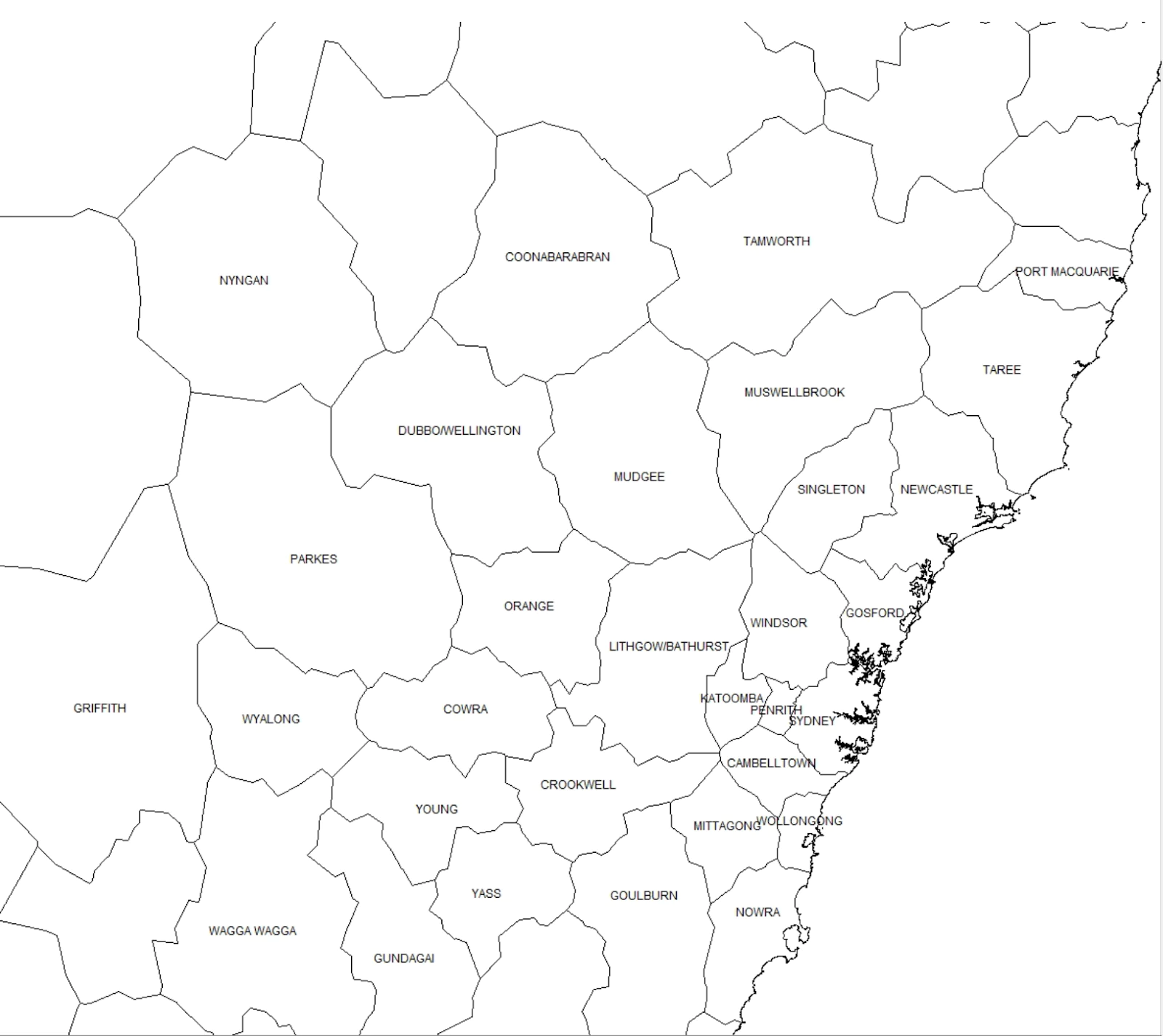 MOLI map showing locations in NSW