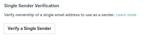 Single Sender Email Verification Feature on Platform Button to verify ownership of a single email address with instructions