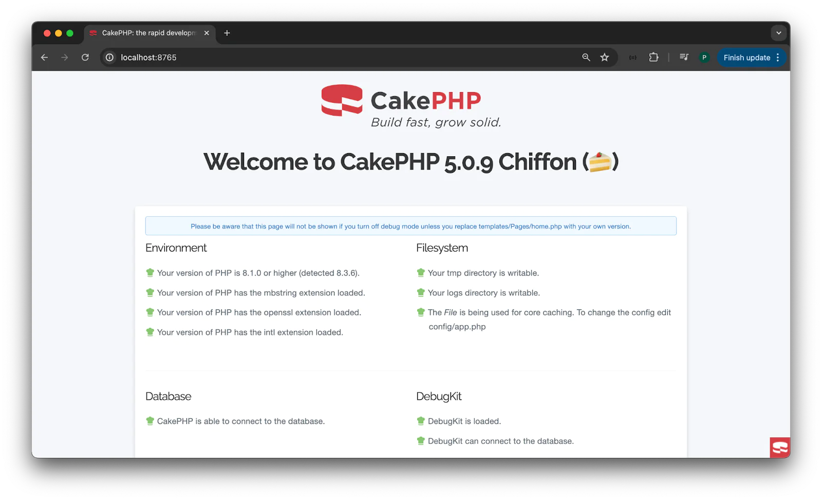 CakePHP default page