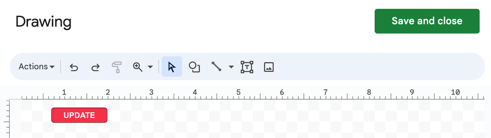 Drawing a button in Google Sheets.