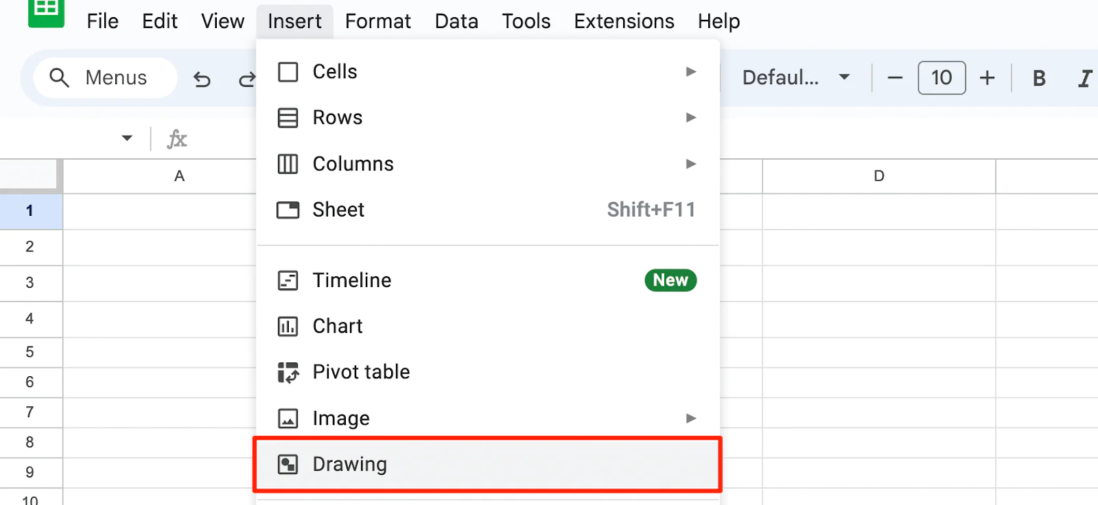 Insert a drawing in a Google Sheet