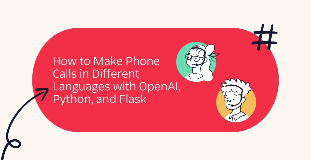 Infographic on making phone calls in various languages using OpenAI, Python, and Flask