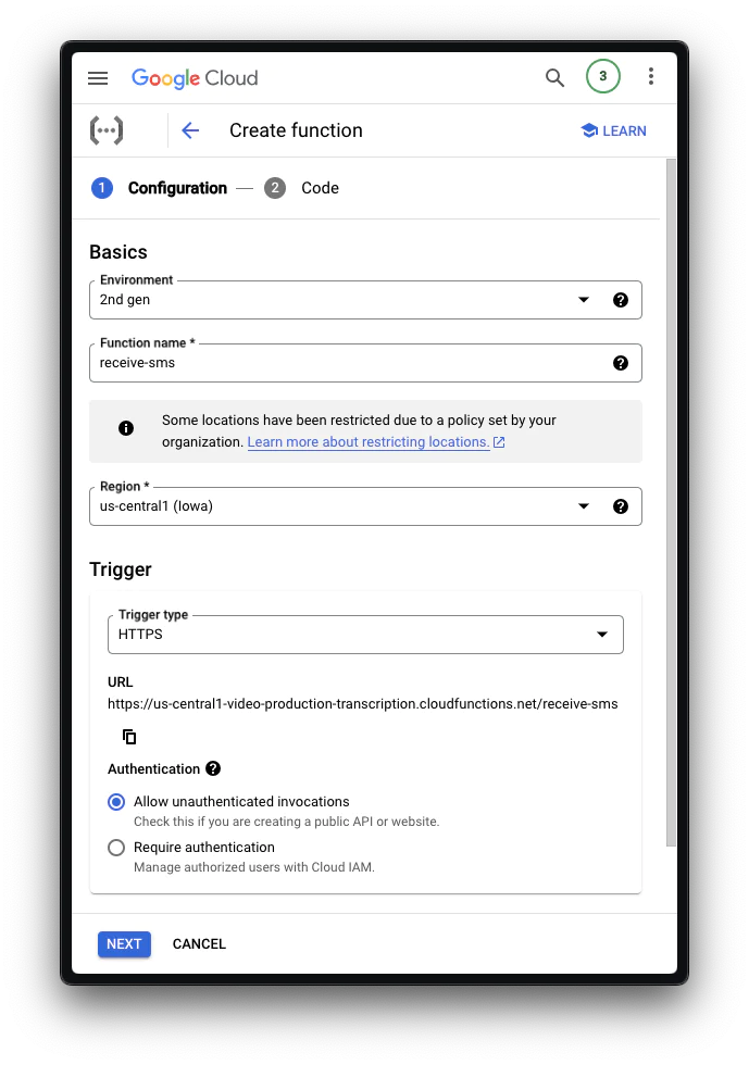 Create function flow