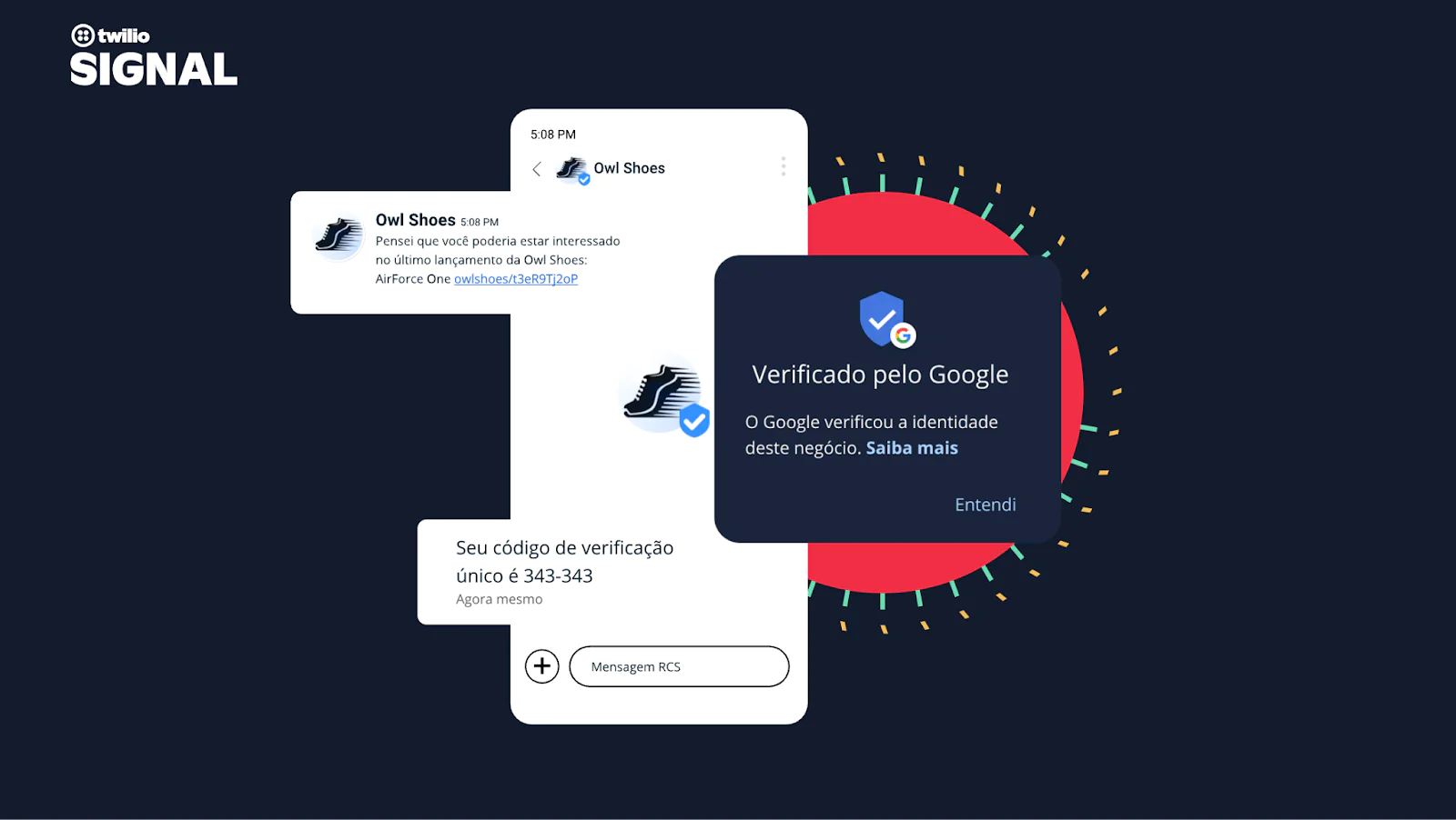 RCS da Twilio, mensagens verificadas pelo Google