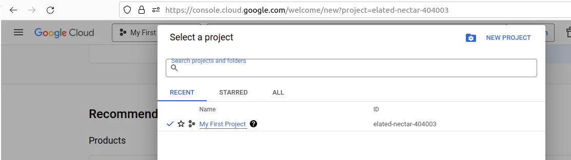 Project creation on GCP