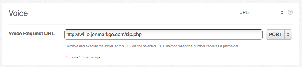 Configure Twilio Voice URL