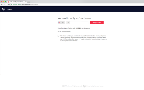 Verificar um conta da Twilio