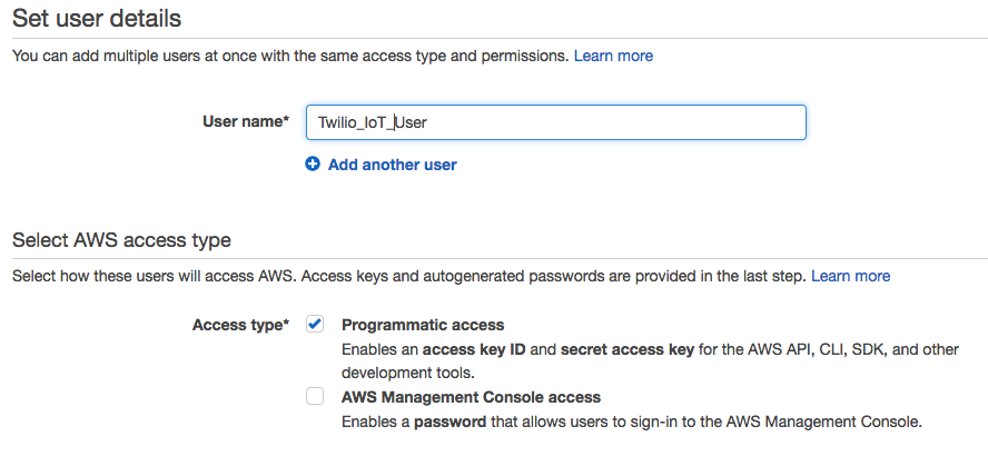 Adding an IAM User for AWS IoT