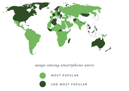 Gráfico en formato de mapa con ubicaciones donde WhatsApp es la herramienta de comunicación más popular.