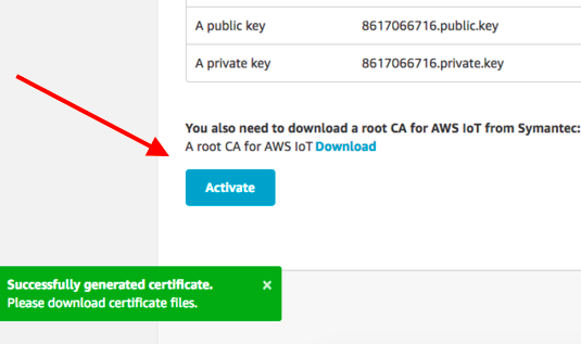 Activate IoT Certificate AWS IoT