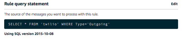 AWS IoT SQL Rule Version