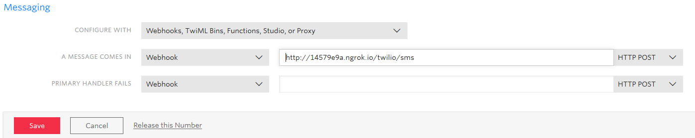 Twilio webhook entry