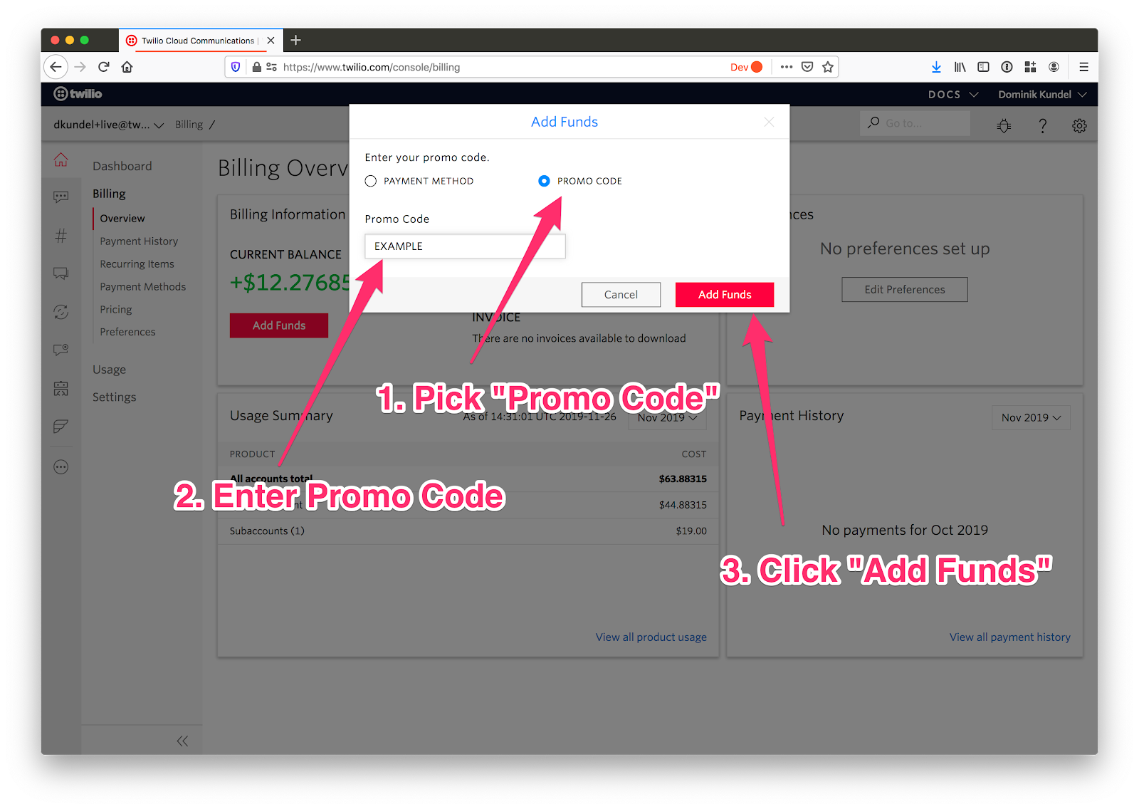 How to Apply a Twilio Promo Code Twilio