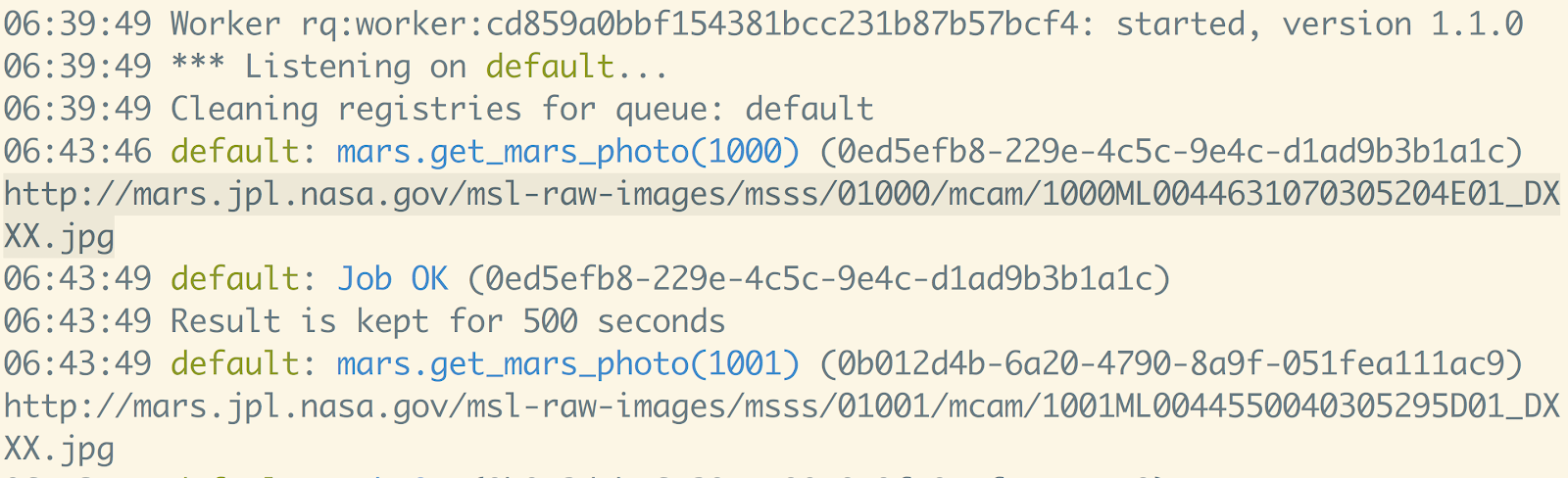 RQ Worker output