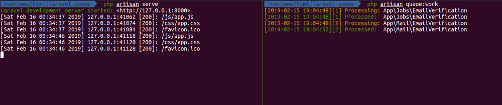 screenshot of Laravel queue