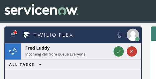 ejemplo de nueva llamada en Twilio Flex