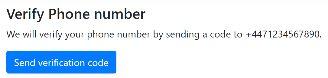 Verify phone number form