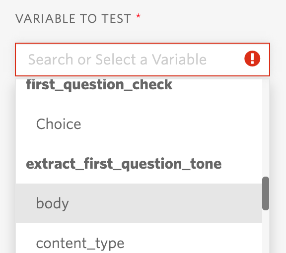 Split Based On widget variable dropdown