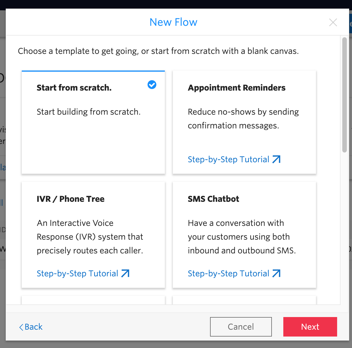 Flow template options