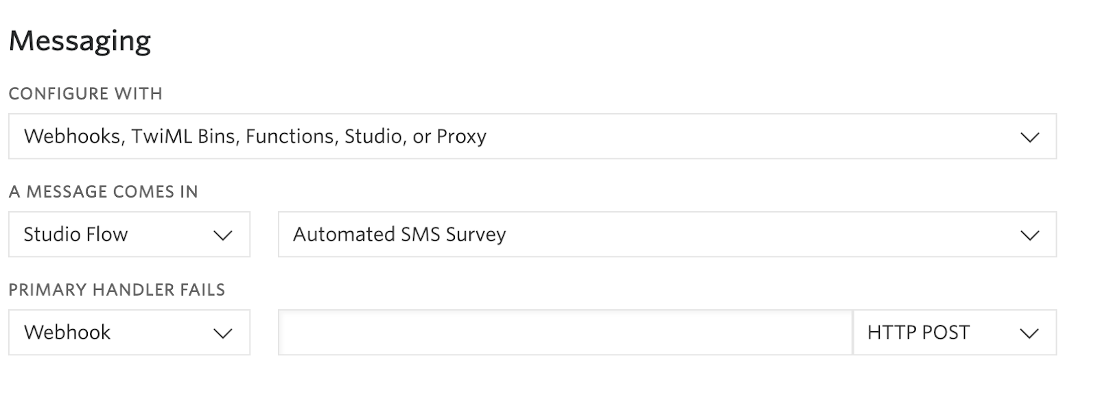 Phone number message configuration