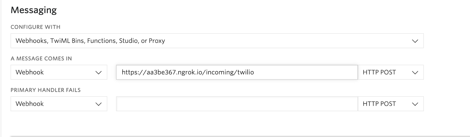 twilio endpoint configuration