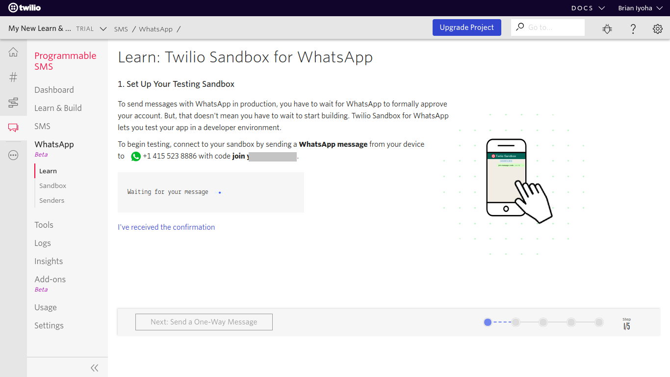 Twilio WhatsApp sandbox