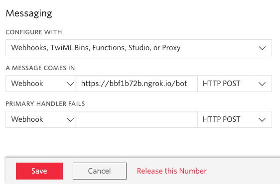 sms webhook configuration