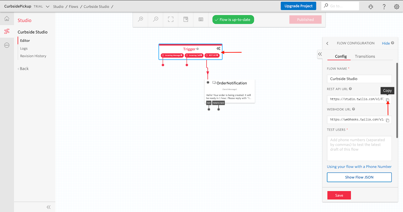 Studio REST API Url