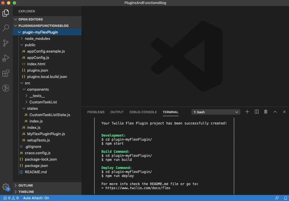 VS Code create a Flex plugin