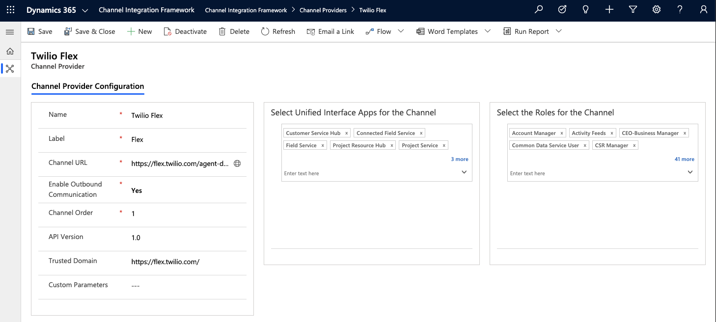 Flex integrated as a channel provider in Dynamics