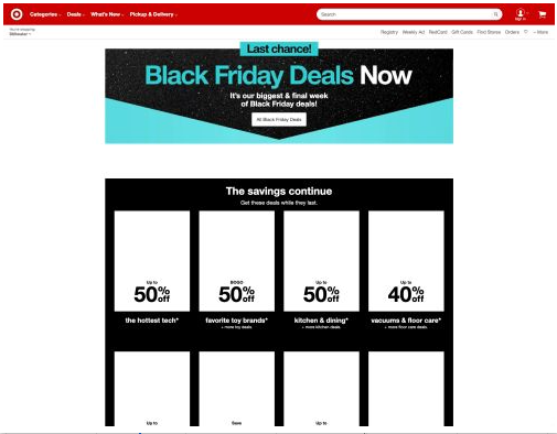 Target.com website after the Largest Contentful Paint has occurred