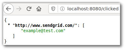 Beispiel-JSON im Browser für den „/clicked“-Endpunkt