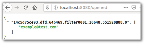 Beispiel-JSON im Browser für den „/opened“-Endpunkt