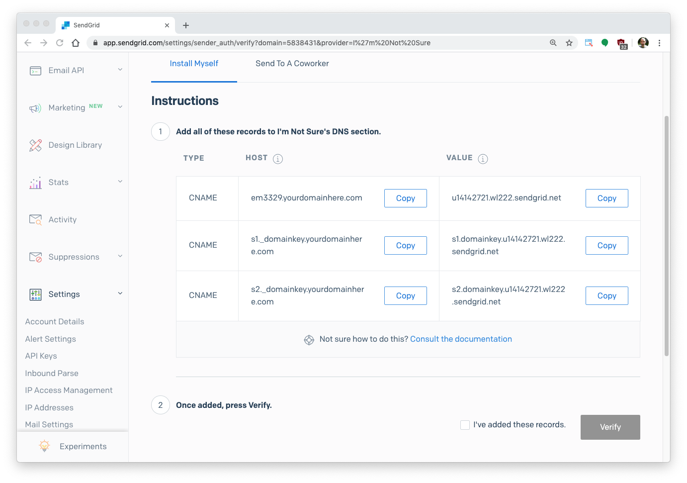 domain DNS settings