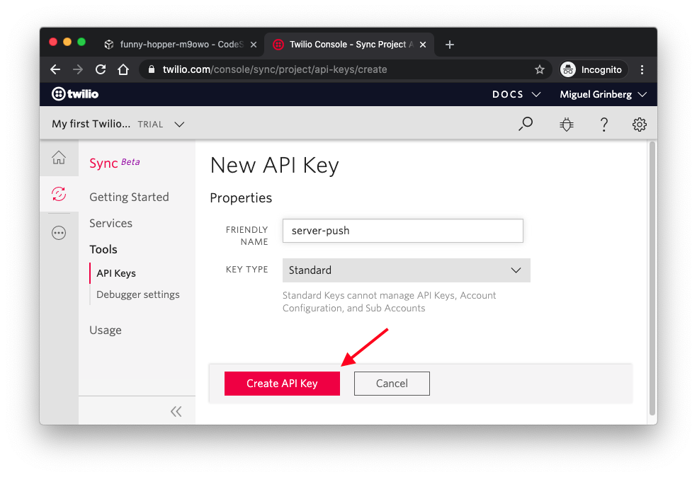 Create API key