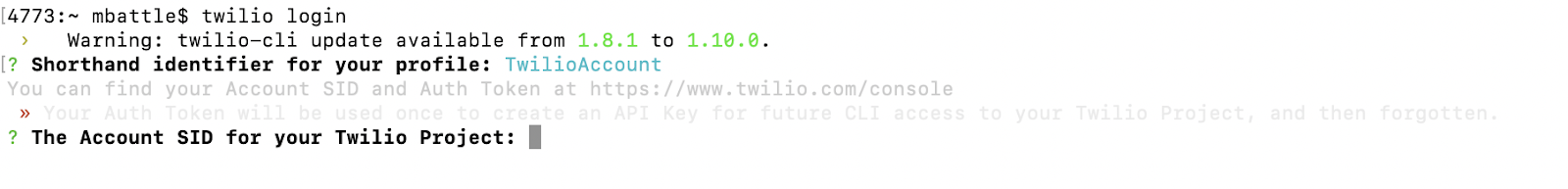 Twilio CLI login