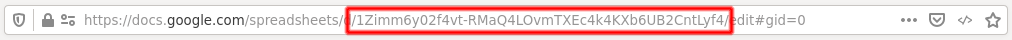 The URL of my Google Sheet with the Sheet ID highlighted