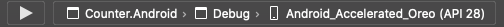 Visual Studio for Mac debug toolbar screenshot