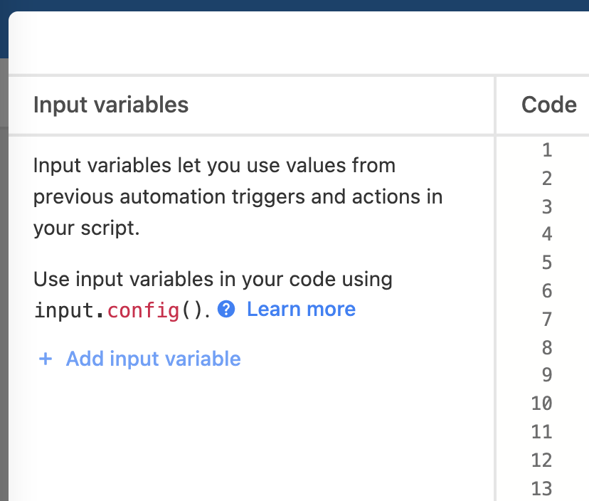 add input variables