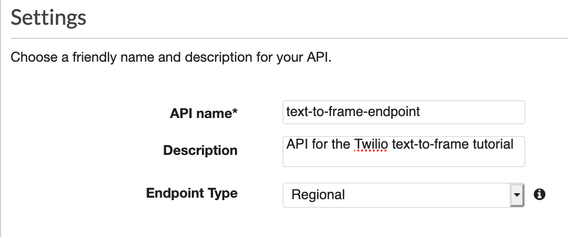 API Gateway settings