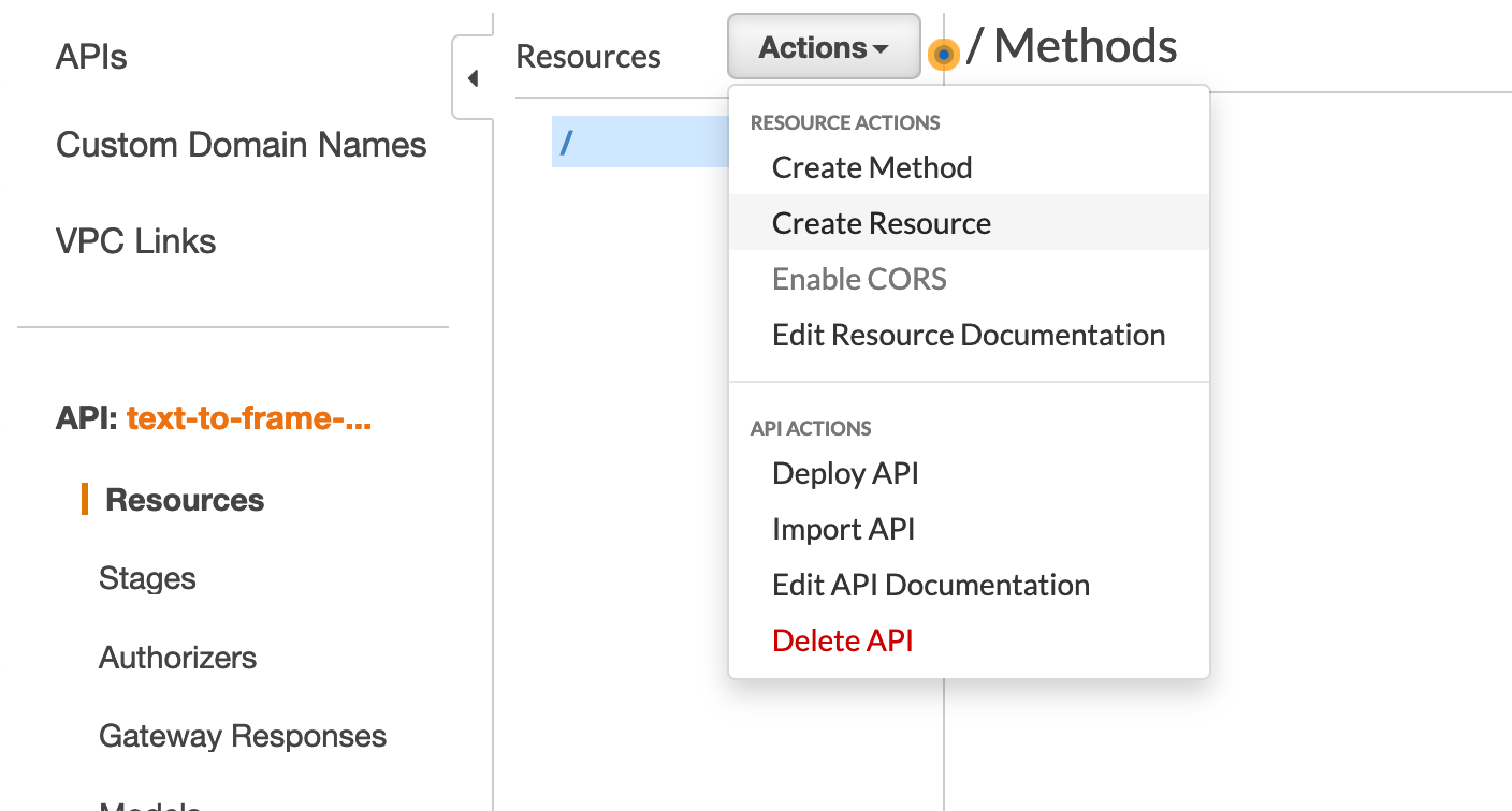 API Gateway resource