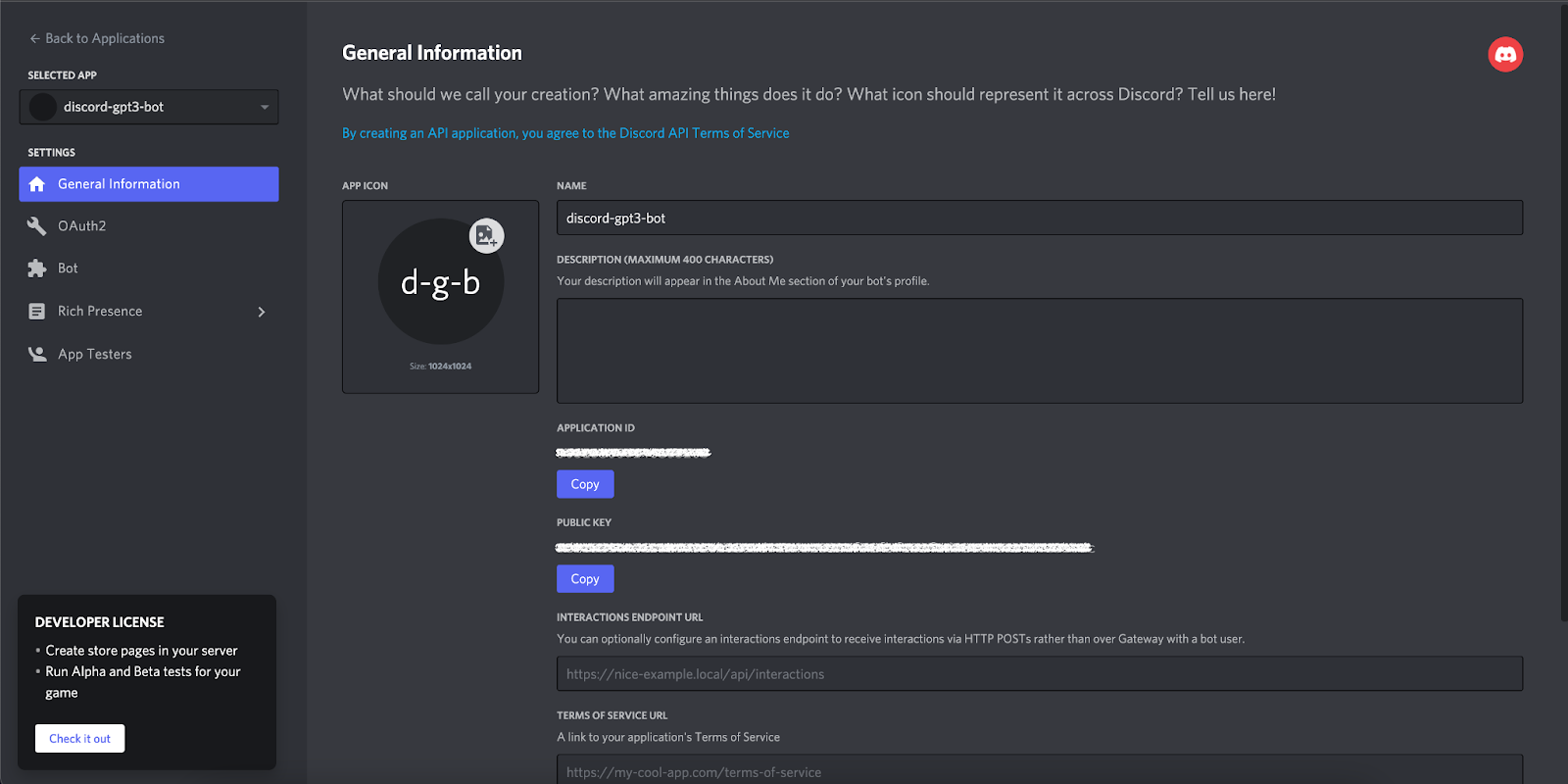 Discord Applications portal